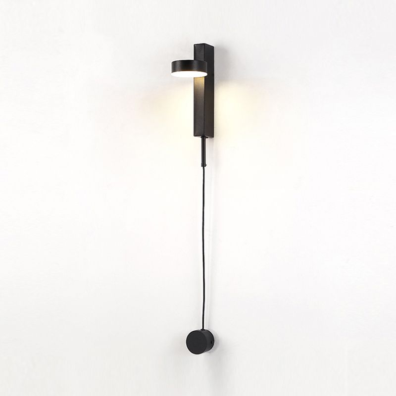 Round Metal Wall Sconce Modern Style 1-Light Wall Mount Lighting