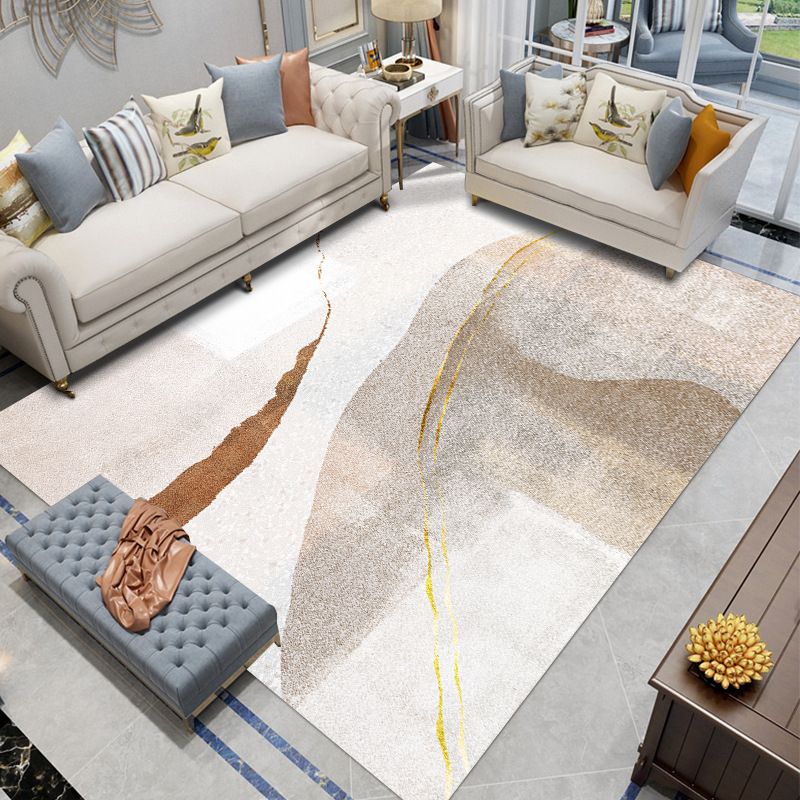 Grey Modern Carpet Polyester Graphic Carpet Stain Resistant Carpet for Drawing Room