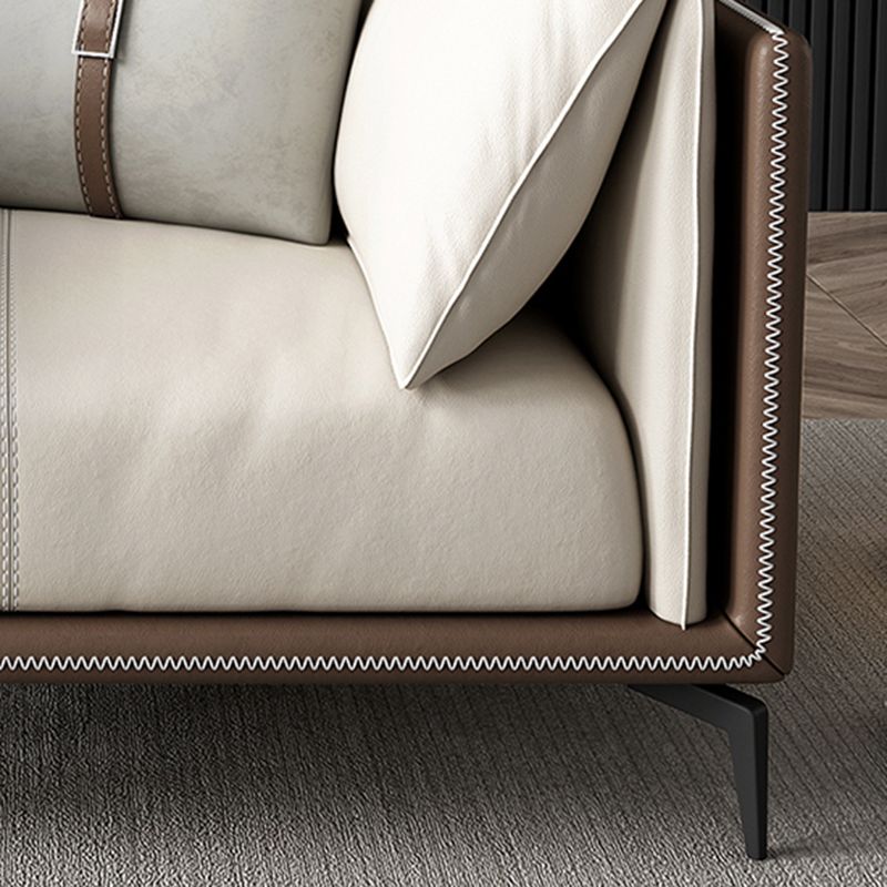 30.7" H Modern Cushions Sofa Genuine Leather Pillow Top Arm Sofa & Chaise