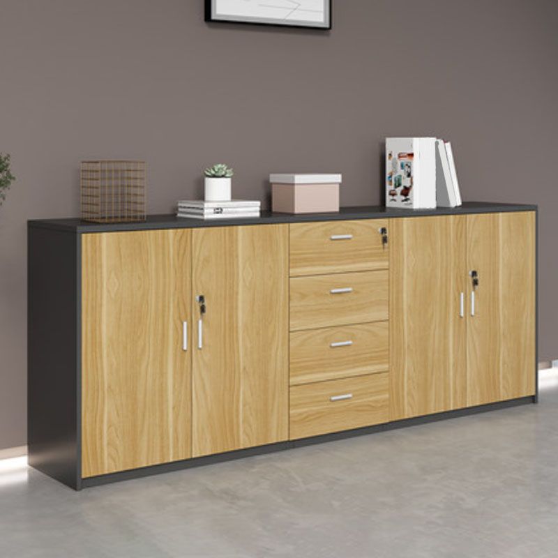 Lateral File Cabinet Wood Color Block Locking File Cabinet with Drawers