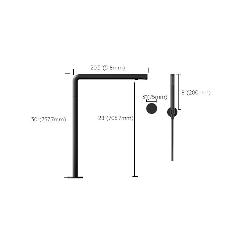 Modern Freestanding Faucet Copper with Hand Shower Swivel Freestanding Tub Faucet