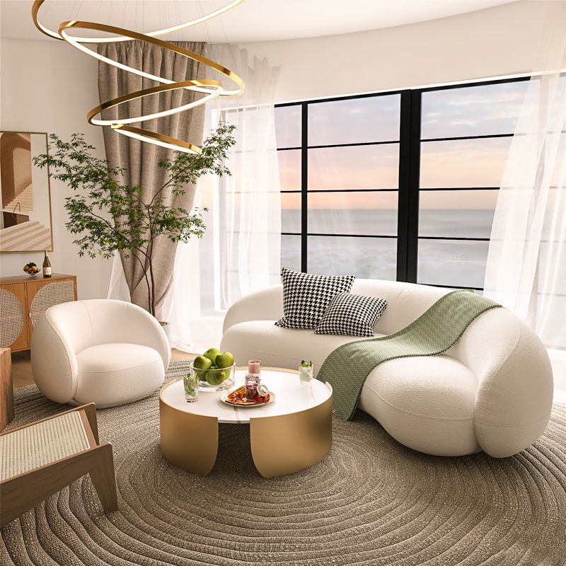 27.55 Inch Tall Contemporary Curved Sofa Armless Sofa for Living Room