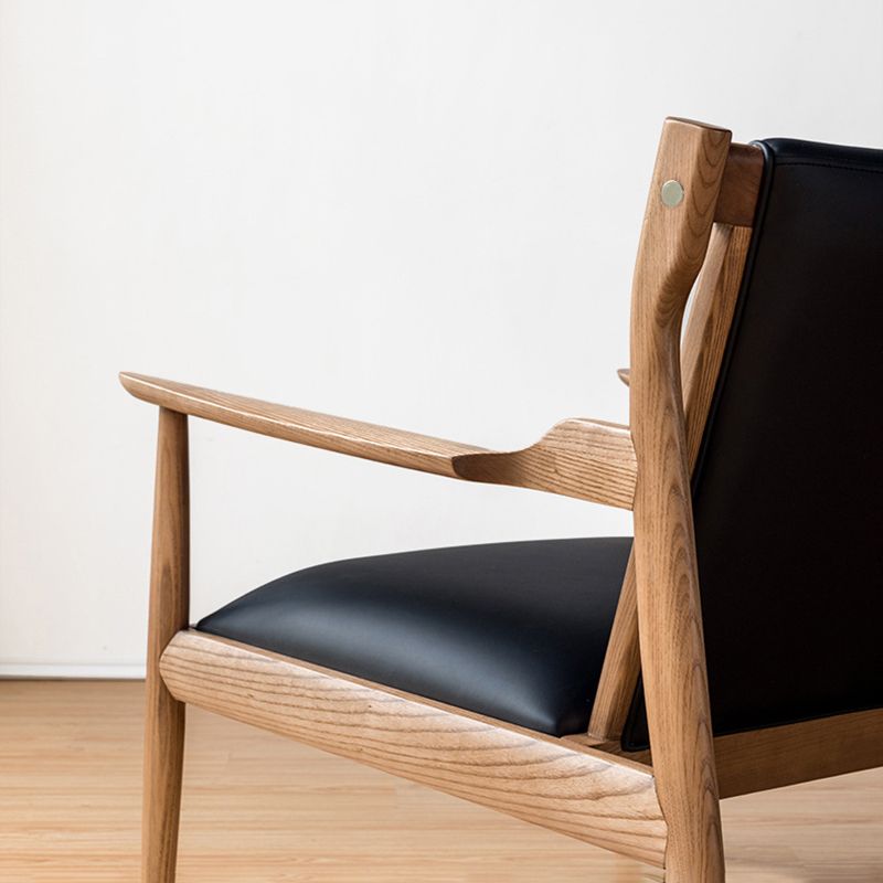 Arms Included Chair Basic Wooden Four Leg and Square Arm Chair