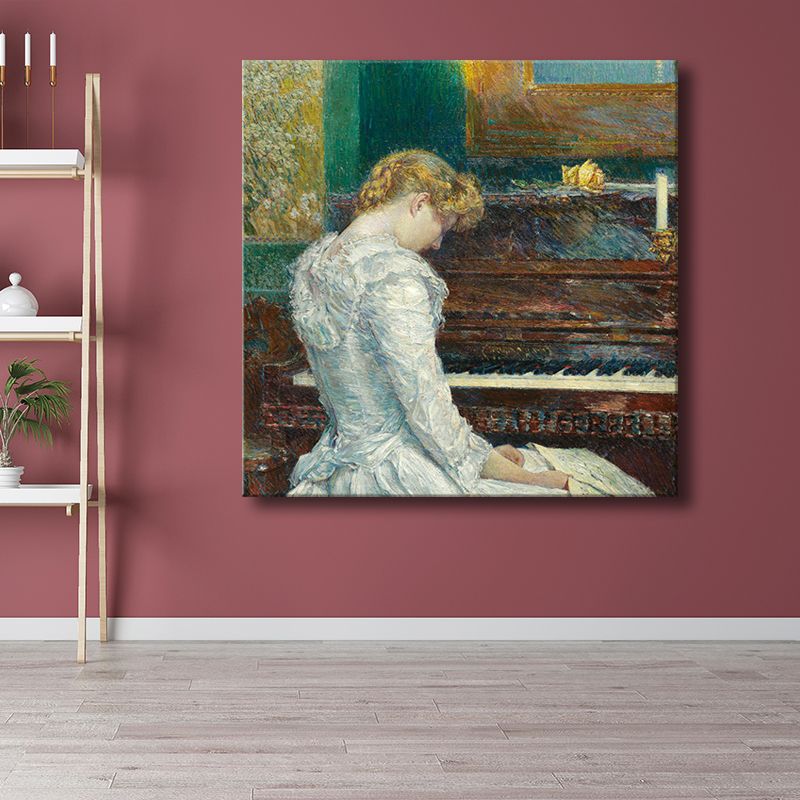 Kleurrijk meisje canvas getextureerde muur decor voor woonkamer, meerdere maten beschikbaar