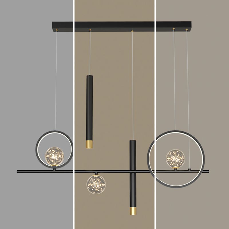 Nuove moderne idee di illuminazione dell'isola a led in metallo Lampada lampadario lineare per sala da pranzo