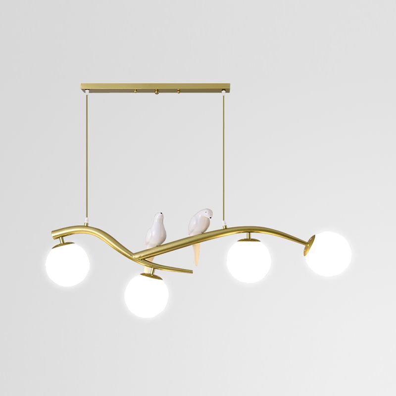 Contemporáneo de lámparas de la isla Sphere Glass 4 luces de la isla