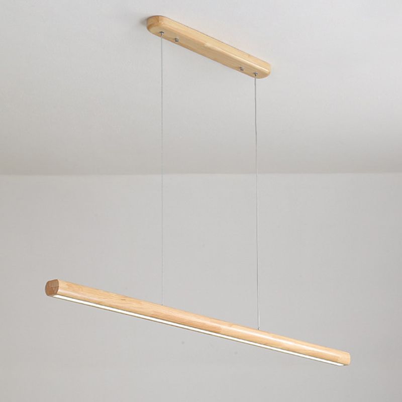 Noordse staafvormige eilandlamp houten eetkamer led lineair hanger licht in beige