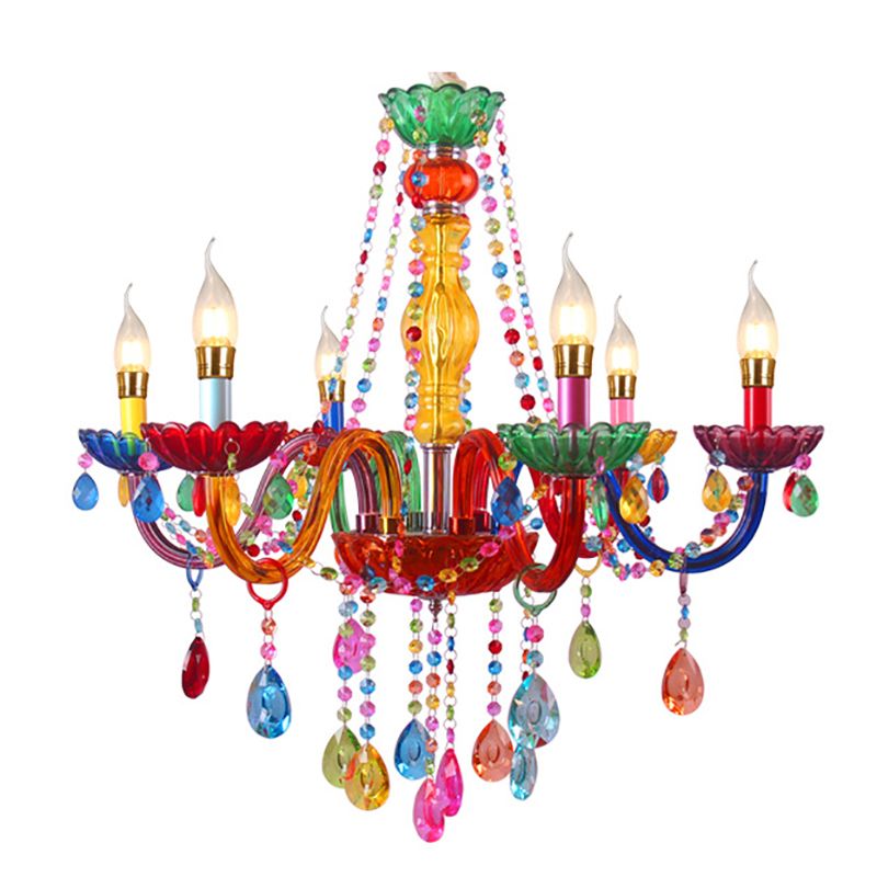 Nordic Multi Head Macron Chandelier Glass Pendant Lighting Fixtures for Bedroom