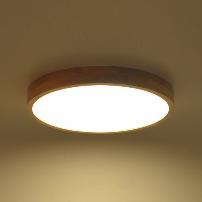 Houten Cirkel Flush-Mount Light Armatuur Moderne LED Flush Mount Plafond Licht