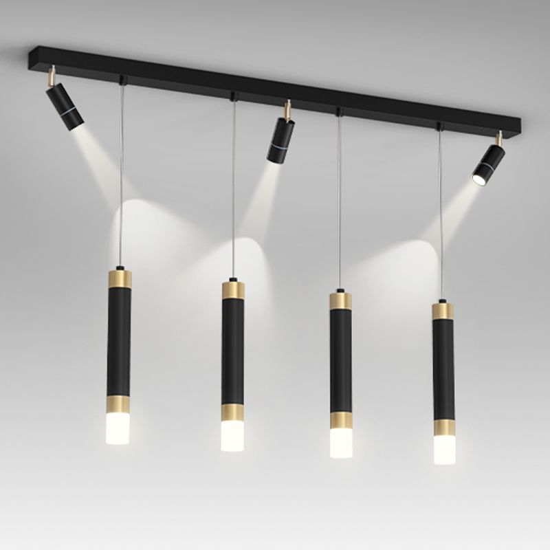 Luz de la isla de cilindro de estilo contemporáneo Luz de la isla de metal en negro