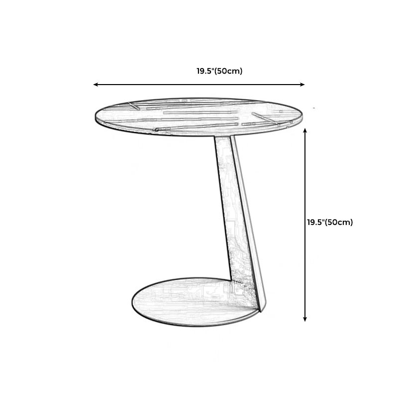 Modern Style White Rock Slab Top Metal Craft Round Coffee Table