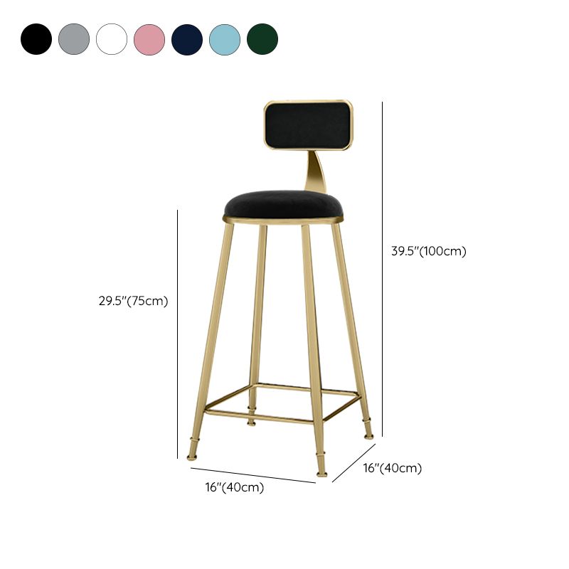 Scandinavian Armless Metal Frame Bar Stool Low Back Upholstered Bar Stool