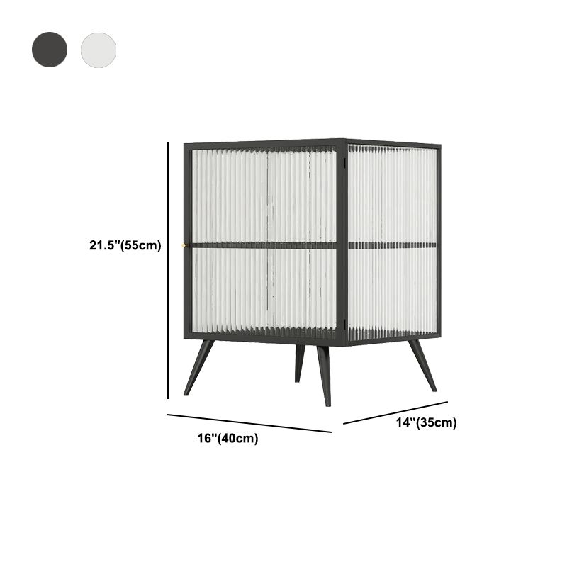 Metal and Glass Bedside Cabinet Modern Minimalist Bedside Table with Legs