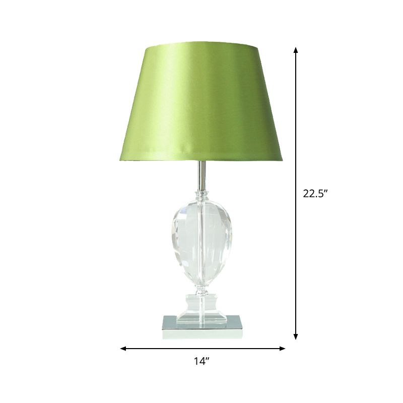 Veilleuse Empire Shade de style moderne, lampe de table à 1 lumière en cristal biseauté pour chambre à coucher, vert