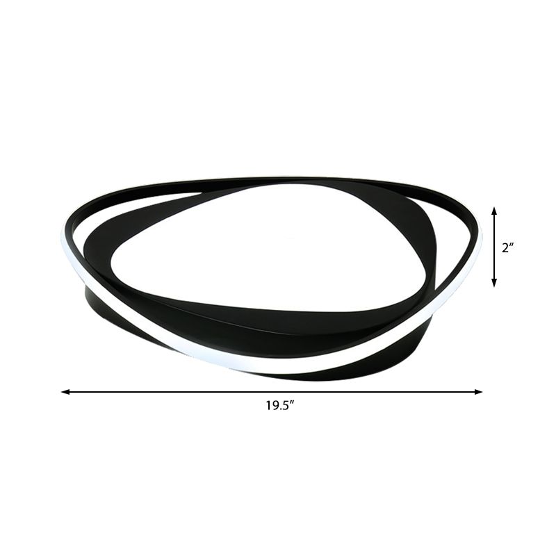 Black Triangle Flush Ceiling Light with Diffuser Minimalist Metal Integrated Led Flushmount Light in Third Gear