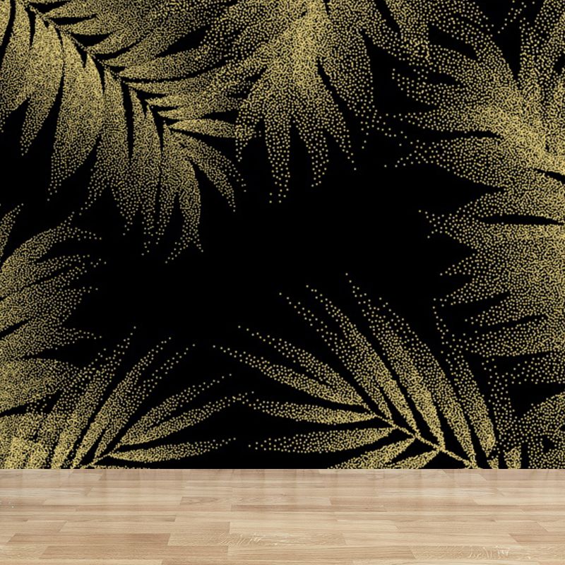 Gold Tropical Mural Wallpaper Giant Botanical Pattern Wall Decor for Living Room