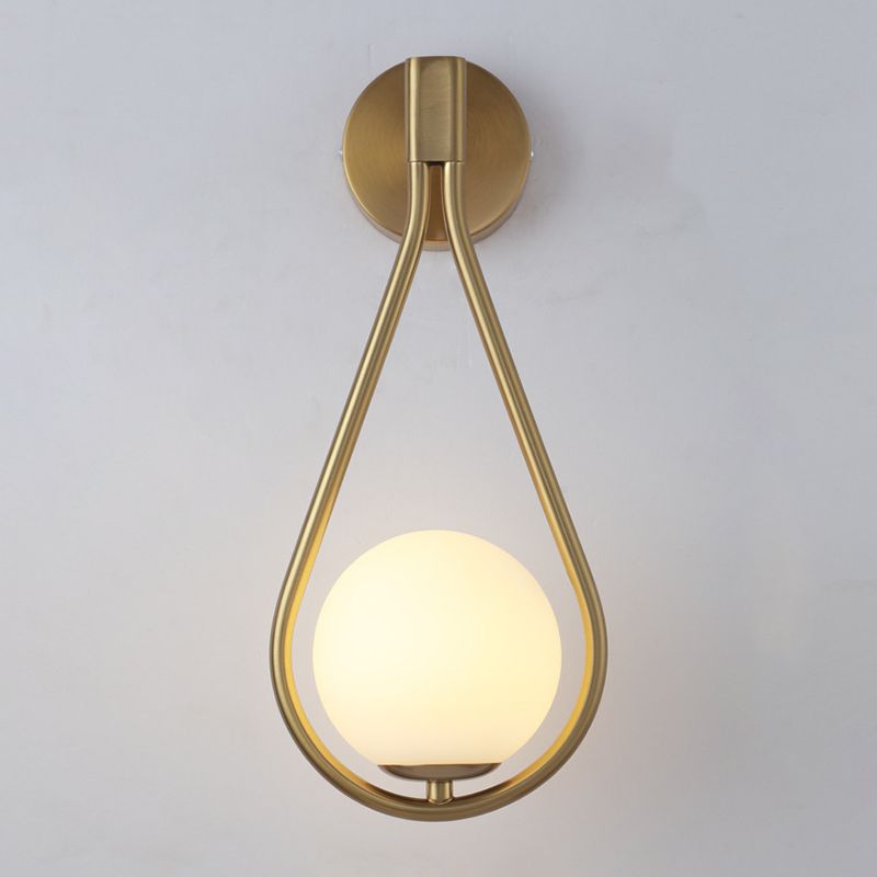 Lámpara de pared de lágrima de lámpara de pared de estilo simple moderno con sombra de vidrio de bola