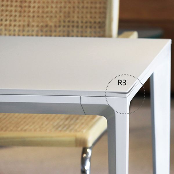 Metal Contemporary Rectangle Dining Table White Sintered Stone Table for Dining Room