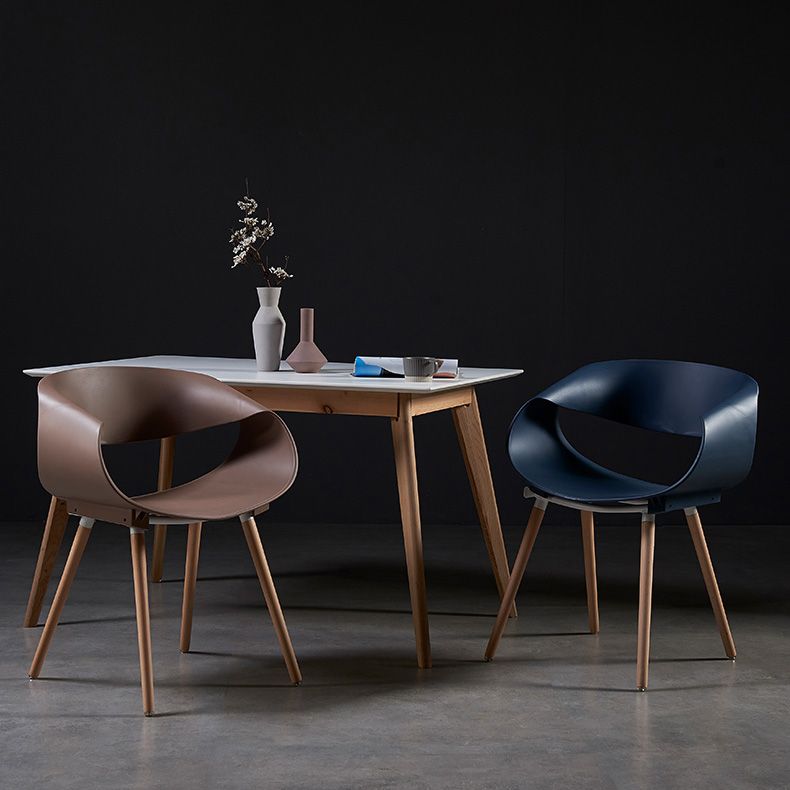 Sillas de comedor escandinavas sin brazos Sillas de comedor laterales con patas de madera (juego de 2)