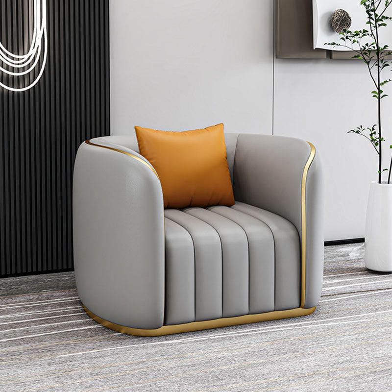 Faux Leather Sofa Tuxedo Arm Sofa with Tight Back for Apartment