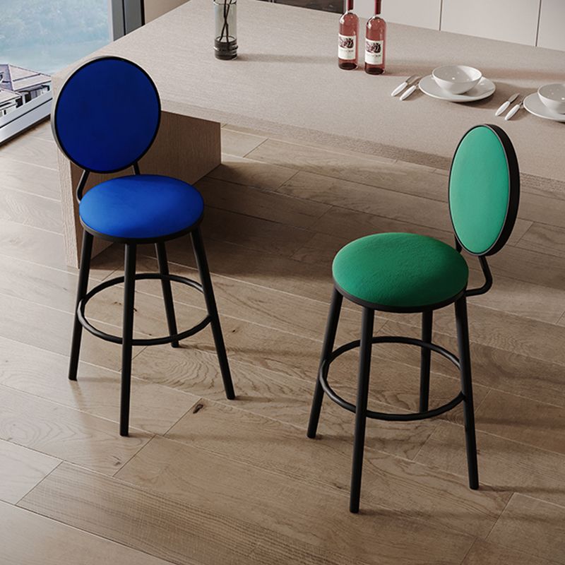 Modern Armless Backrest Counter Stool Iron Bar Stool with Pedal for Cafe