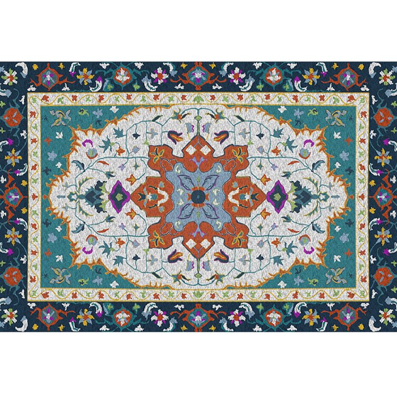Red Bohemian Area Carpet Polyester Tribal Pattern Area Rug Stain Resistant Rug for Home Decor