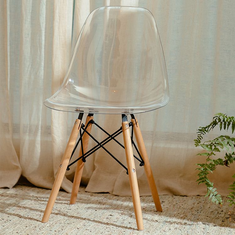 Modern Contemporary Plastic Armless Dining Chairs Solid Dining Chairs