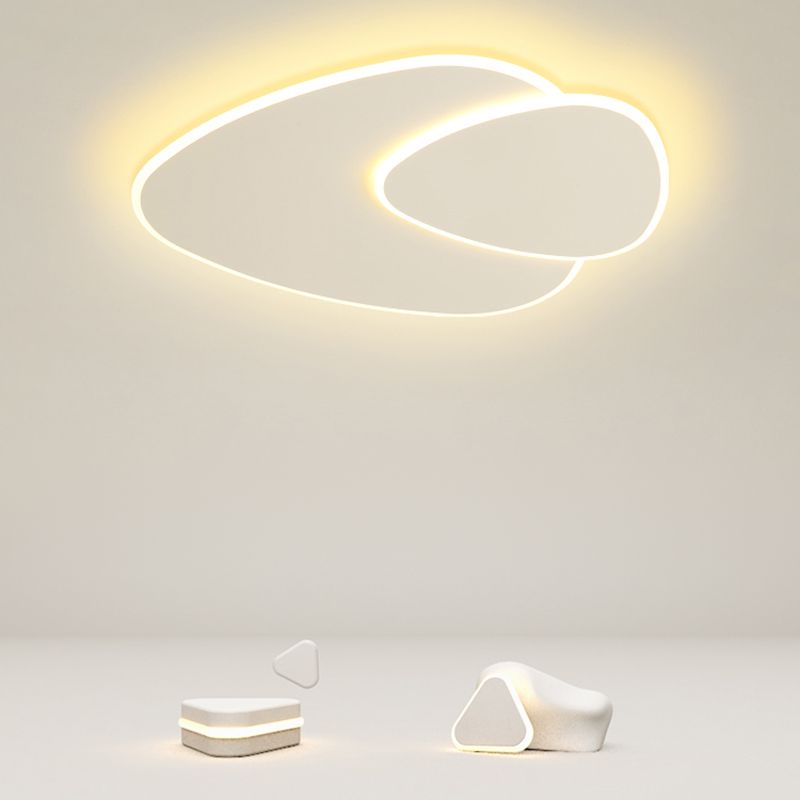 Plafonnier LED oblong blanc en fer forgé de simplicité moderne avec abat-jour en acrylique