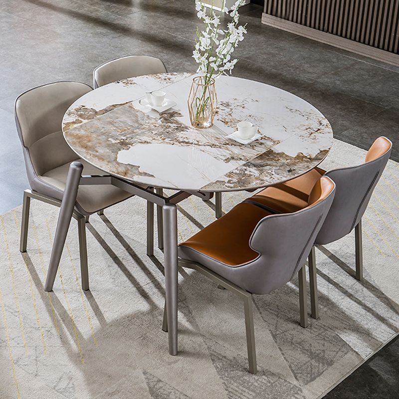 Extendable Dining Table Modern Round Stone Dinner Room Kitchen Table