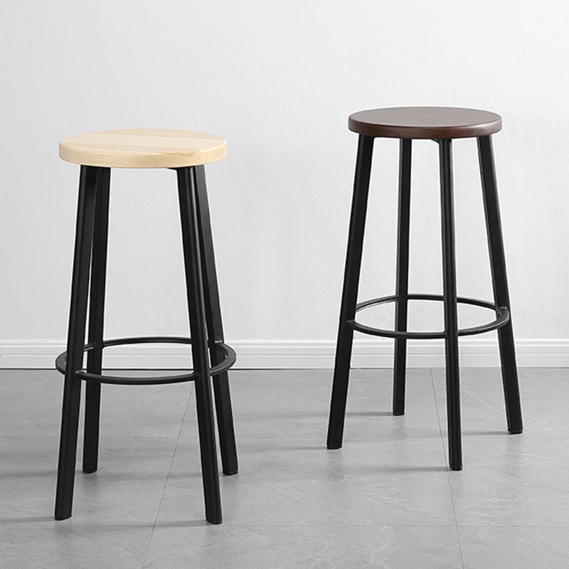 Modern Minimalist Bar And Counter Stool Wrought Iron Solid Wood Cafe Bar Stool,Set of 4
