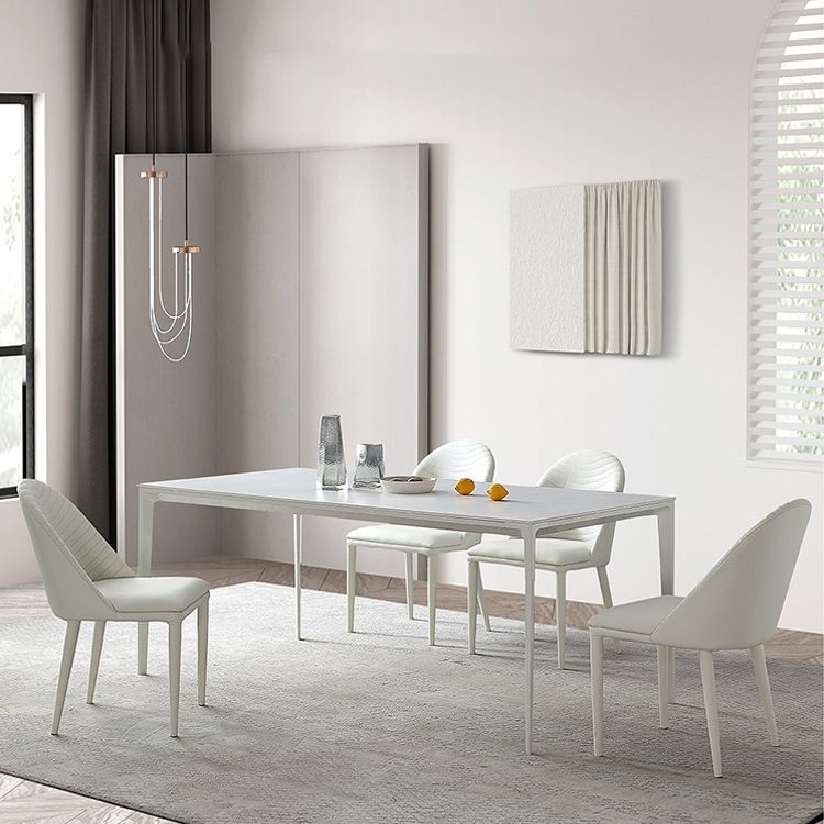 Dining Set Contemporary with Sintered Stone Dining Table and Upholstered Chairs