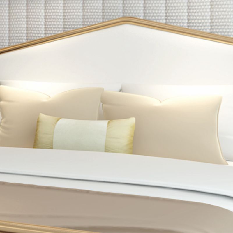 Contemporary Style Metal Standard Bed, Panel Arched Headboard Bed