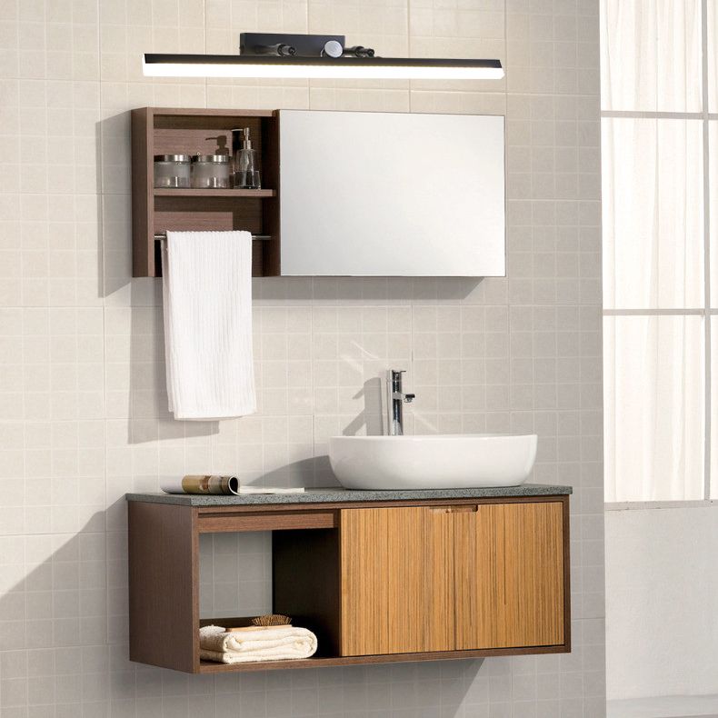 Moderner minimalistischer Stil Lineare Waschtischwandleuchten Metallbeleuchtung im schwarzen Finish