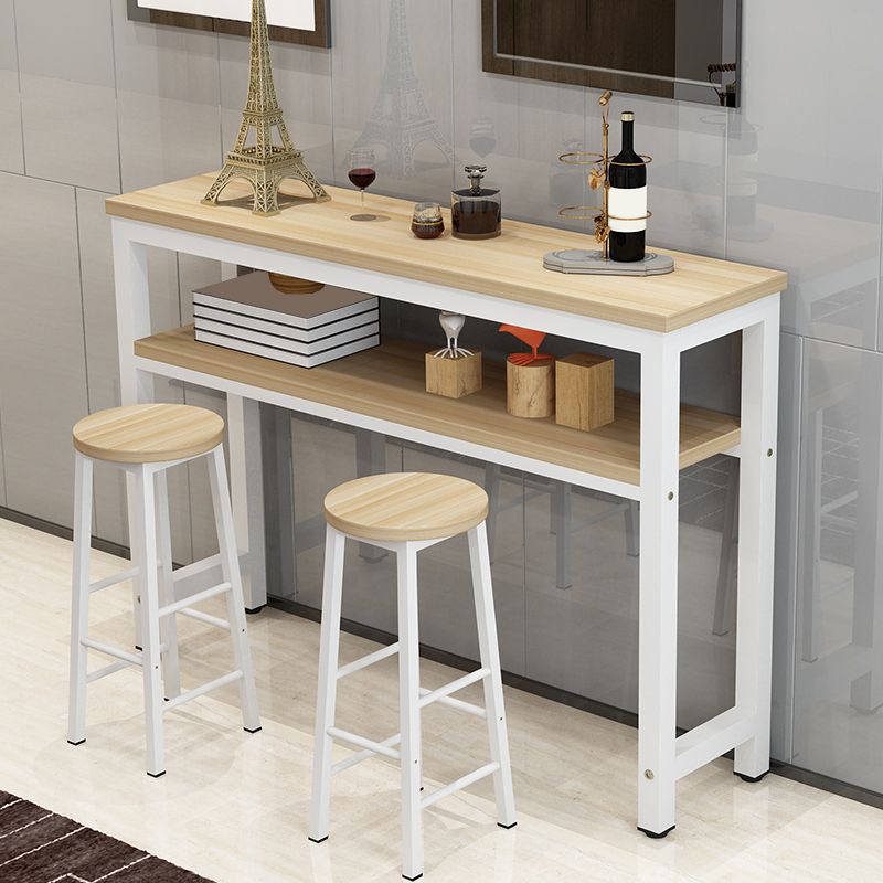 Contemporary Style Wood Rectangle Pub Bar Table for Living Room