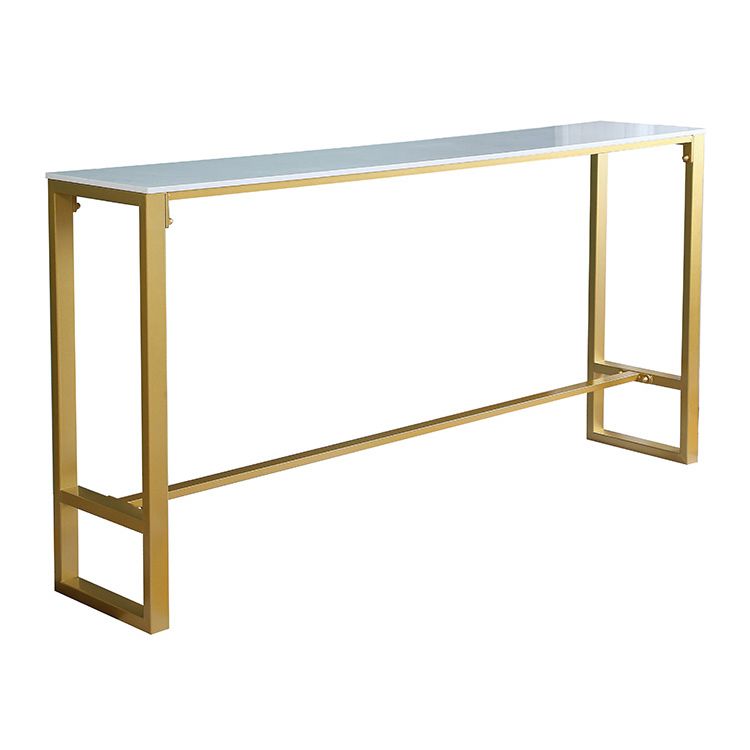 1/4/7 Pieces Glam Iron Bar Table Set Rectangle White Faux Marble Bistro Set with Footrest