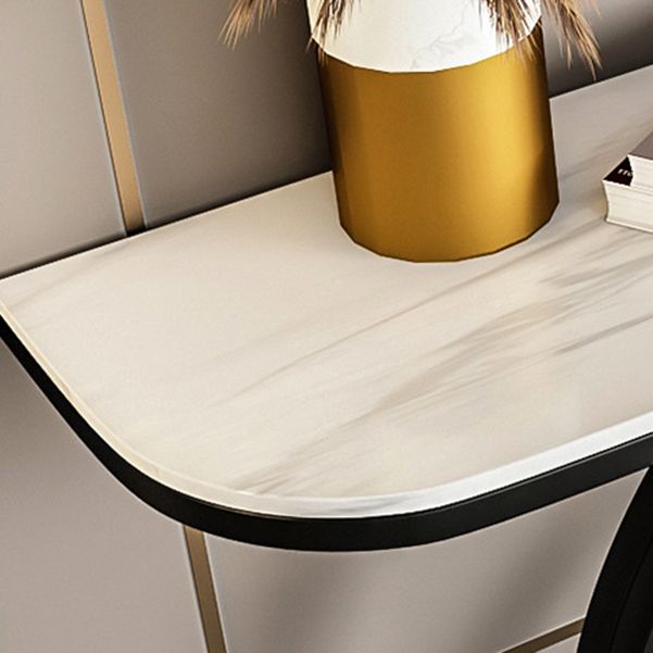 Stone Half Moon Console Table 31.5-inch Tall Accent Table with Shelf