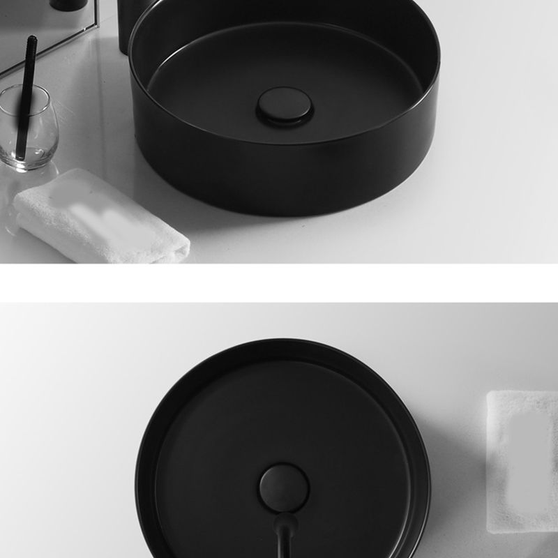Modern Vessel Sink Round Porcelain with Basin Vessel Lavatory Sink without Faucet