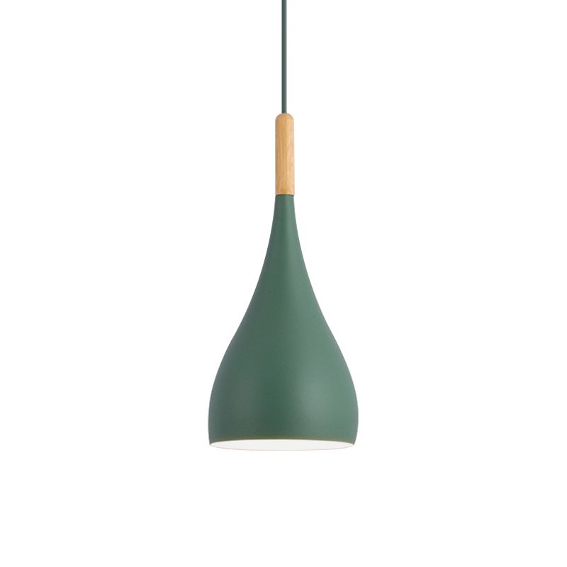 Macaron Raindrop Plafond Pendant Light Light Aluminium 1 Light Dining Room Hanging Lamp Kit en gris / rouge / bleu