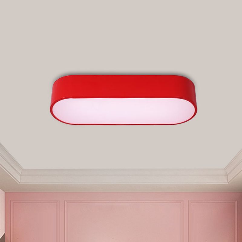 Luminaire encastré LED elliptique pour enfants, finition acrylique rouge/jaune/bleu proche du plafonnier