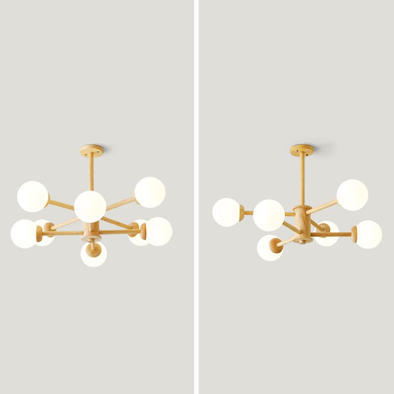 Kreative hölzerne Deckenleuchte mit Glasschatten für den Salon