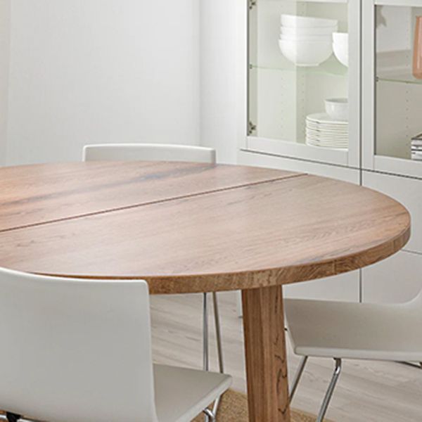 Contemporary Style Dining Table Solid Wood Round Natural Dinner Table for Home Kitchen