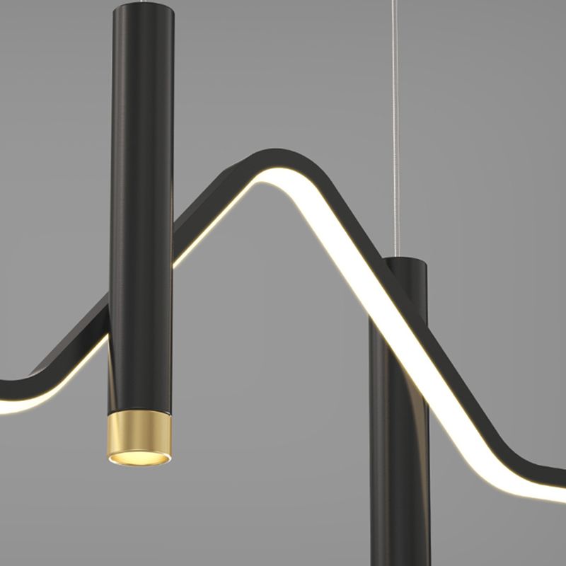 Geometric Contemporary Island Lighting Metal Island Ceiling Light in Black and Gold