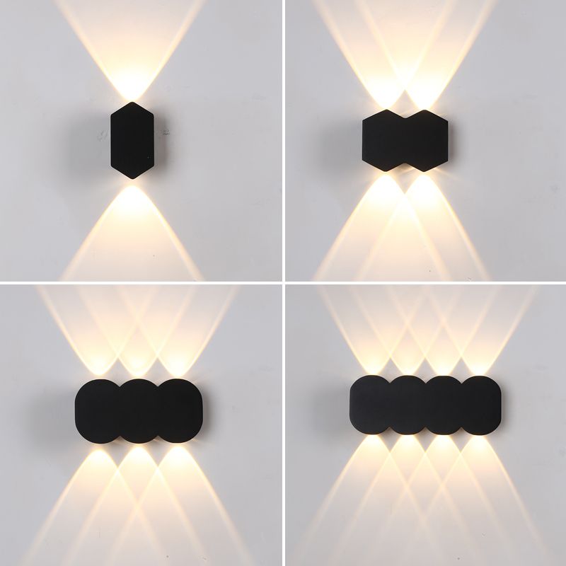 Black Outdoor LED Wall Sconce in Modern Creative Style Aluminium Geometric Waterproof Spotlight