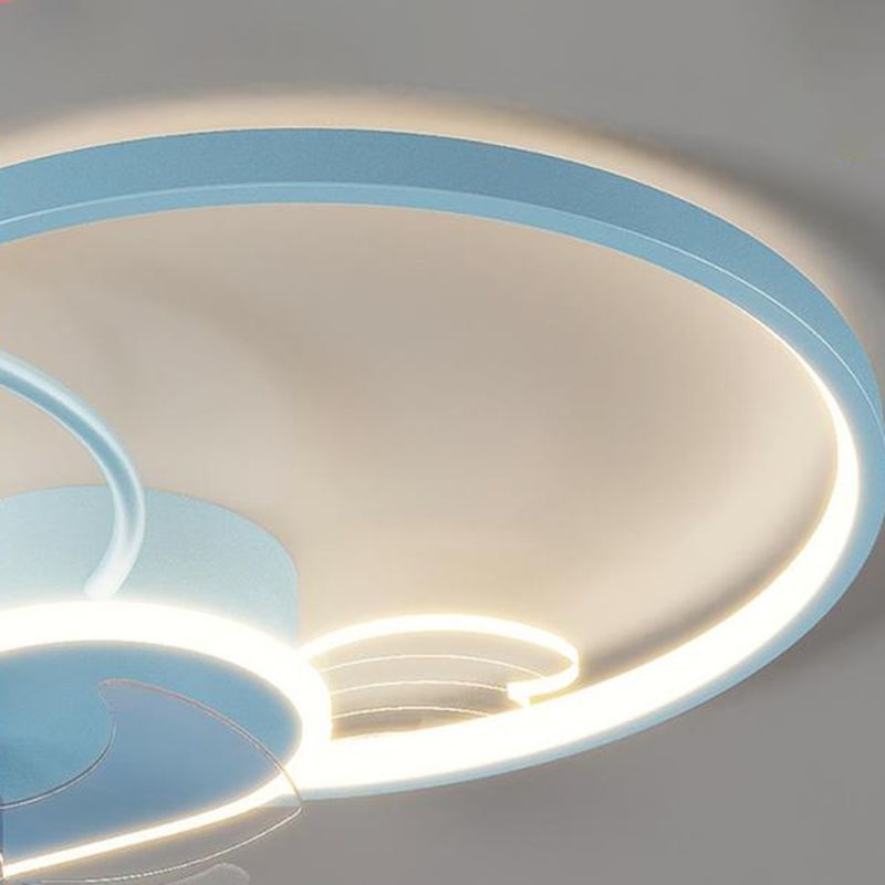 Polish Finish LED Ceiling Fan 7-Blade Children Fan with Light for Home