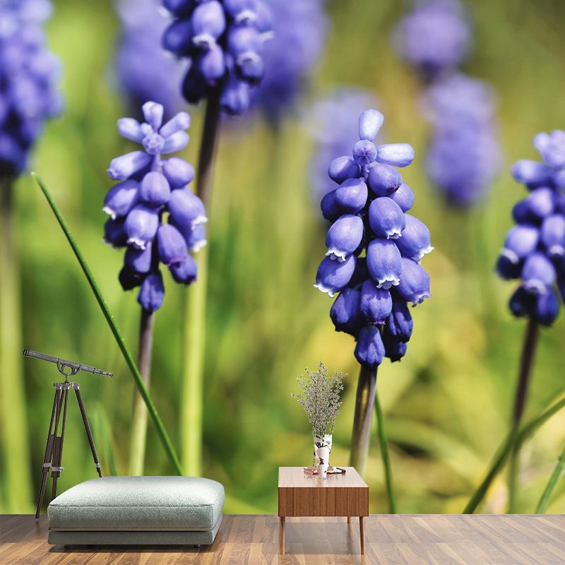 Customized Hyacinth Mural Wall Covering Decorative Mildew Resistant for Living Room