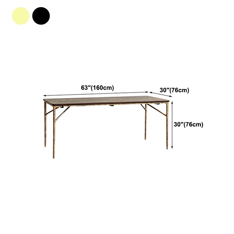 Rectangle 4 Legs Luxury Table Wood Color Fixed Table with Solid Wood