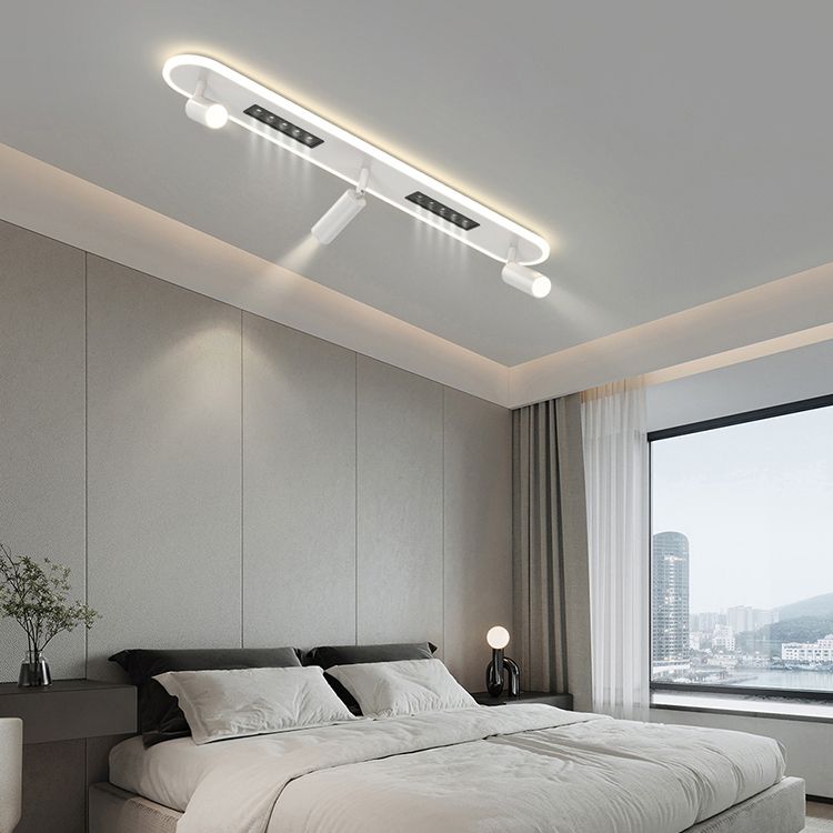 Linear Shape Flush Lights Modern Style Metal 4 Lights Flush Mount Fixture