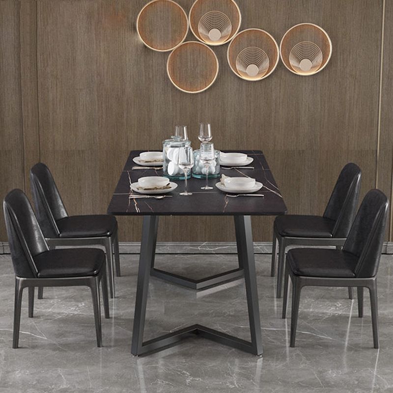 Designer 1/4/5/7 Pieces Dining Set Rectangular Double Pedestal Dinette Set with Stone Top