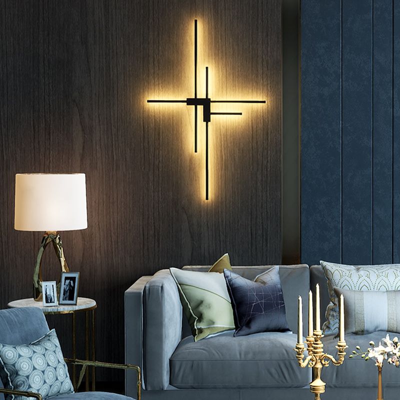 Postmodern Metal Black Wall Sconce Multi Light Led Wall Mounted Light for Bedroom