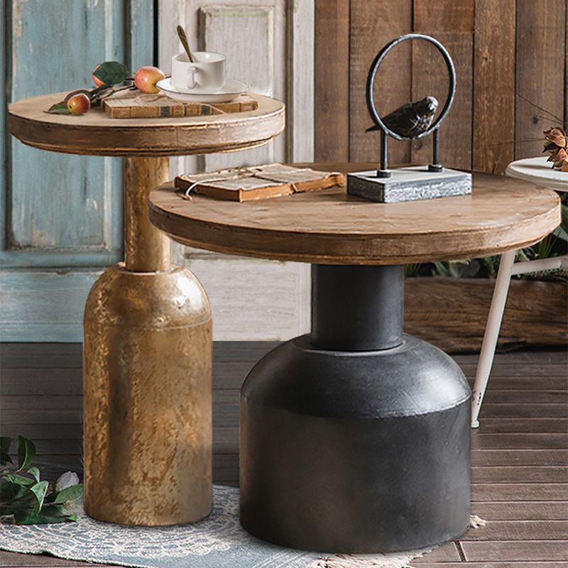 Rustic Corner Table Solid Wood Round Pedestal Side End Table